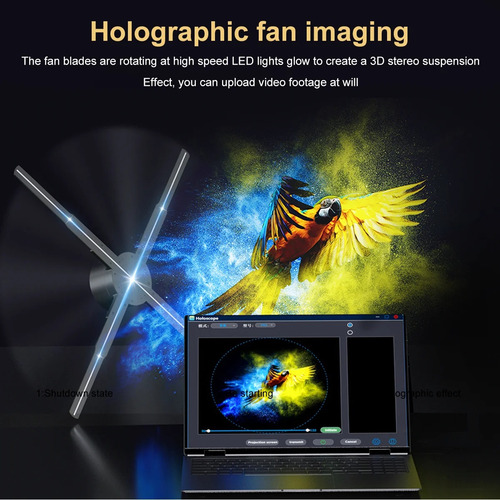 P62 Ventilador Holográfico 3d De 62cm,722led Memoria De 8g