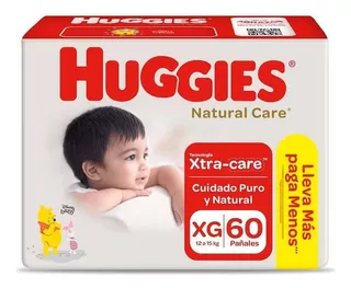 Pañal Bebe Huggies Natural Care Talla Xxg Paquete 58 Unid