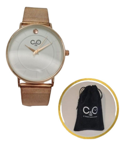 Reloj C&o Metal Pulsera Malla Cobre - Queoferta.uy