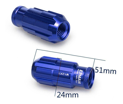 Imagen 2 de 4 de Tuercas Anodizadas Jdm Anti-robo Epman 12x1.25 Azul