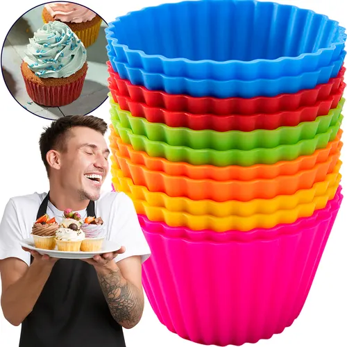 Kit 12 Mini Formas Silicone Cupcake Marqs Home Bolo Muffin Assadeira Empadas Air Fryer Forminha Antiaderente