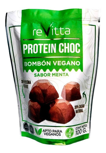 Bombon Vegano Proteina De Arroz Y Cacao Protein Choc 100 Gr. Sabor Menta