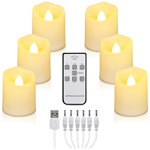 Led Velas Recargables De Té Con Cable De Carga Usb, 6 Kgfto