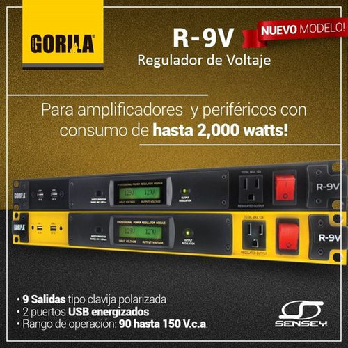 Regulador De Voltaje Automático Gorila 2000 Watts R-9v