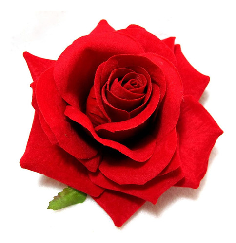 Rosa Roja Flor De Pelo Clip De Terciopelo