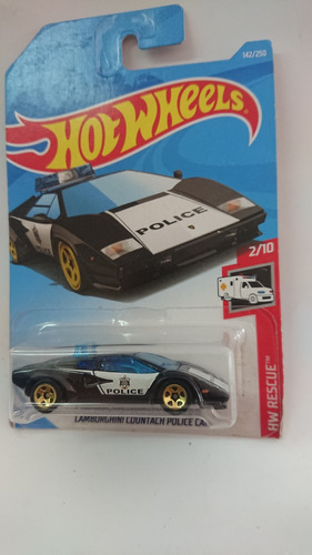 Hot Wheels 2017 Hw Rescue Lamborghini Countach Police Negro 