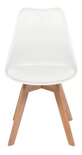 Silla Tipo Eames Tulip Asiento Acolchado Comedor Sala Color Blanco Color Del Asiento Blanco