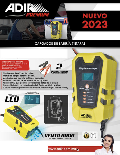 Mantenedor Cargador De Batería 7 Etapas 12v Adir 10597