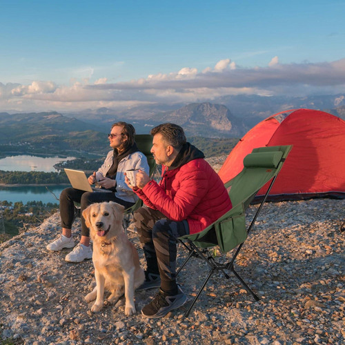 Silla De Camping Plegable Hikero Oxford Verde Respaldo Alto