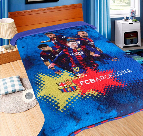 Cover Quilt Cubrecama Messi Barcelona Original 1 1/2 Plazas