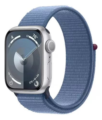 Apple Watch Series 9 Gps Caixa Prateada 41mm Pulseira Azul