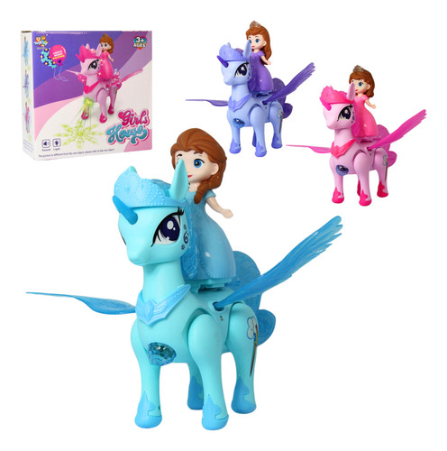 Brinquedo Boneca Unicórnio Pônei Infantil Anda Sozinho C/luz