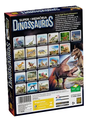 Jogo De Super Memória Dinossauros Grow
