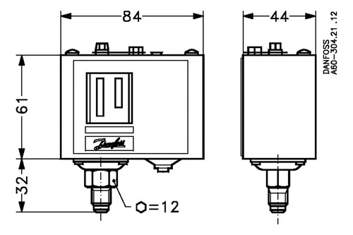 Interruptor de presión automático Danfoss Kp1 Baixa Rearme 060110191