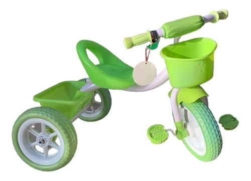 Triciclo Verde Con Canasto Y Campanilla - Bibox