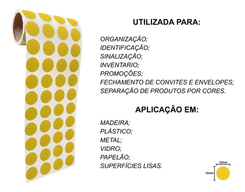 Imagem 3 de 3 de Etiqueta De Bolinha Indicativa Amarela 12mm - 1.000 Und.