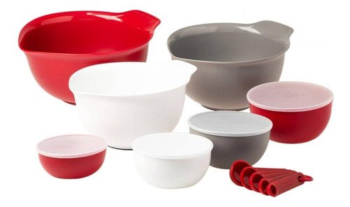 Juego De Tazones Kitchenaid 12 Pzas Con Tapas Color Rojo