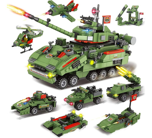 1552 Pcs City Military Tank Building Blocks Set, Army T...