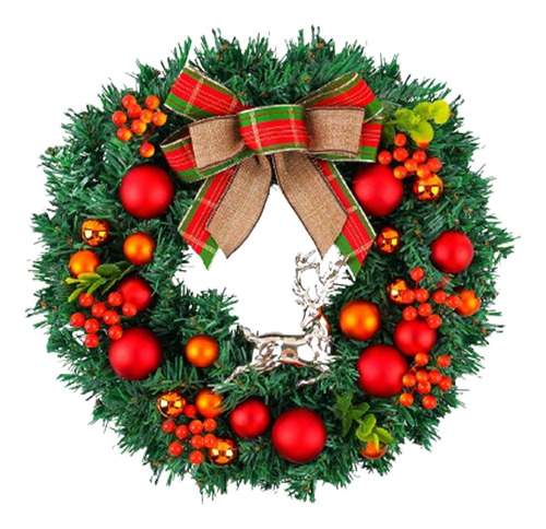 Corona De Navidad Artificial Con Adorno De Bola Estilo F