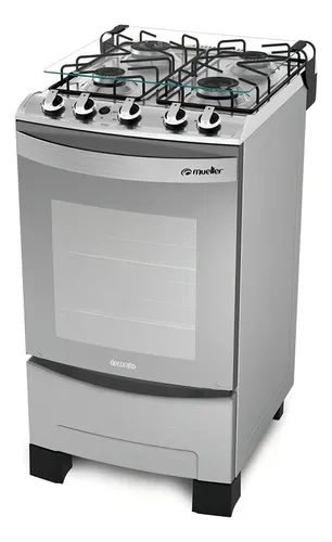 Cocina Mueller Decorato 4B color inox con puerta con visor 220V