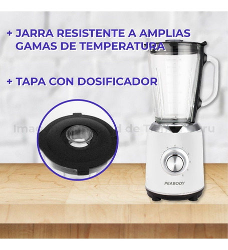 Licuadora Peabody Pe-ln805 1.75 L Con Jarra De Vidrio P1 Color Blanco