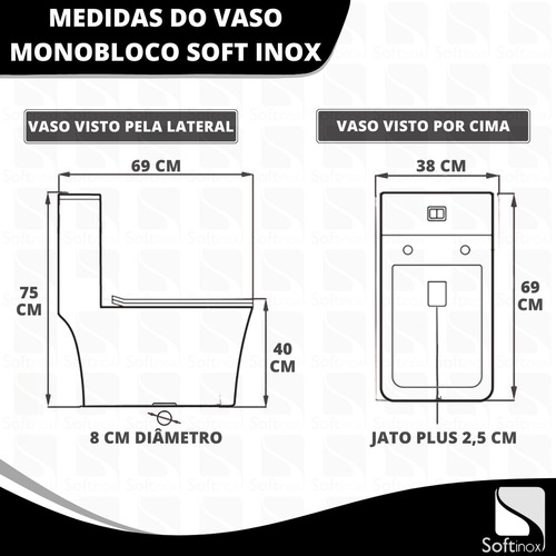 Vaso Sanitário Acoplado Privada Monobloco Completo Jato Plus