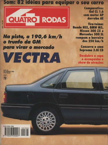 Quatro Rodas Nº398 Vectra Honda Nsx Nissan 300zx Bmw M5 Gol