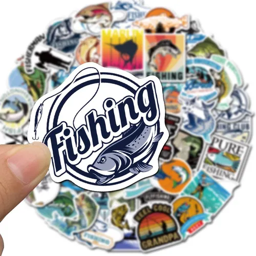 50 Stickers Calcomanías De Pesca P/ Termo Stanley Notebook 