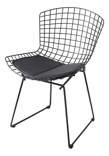 Silla Bertoia Negra Blanca Comedor Hierro Diseño + Almohadon