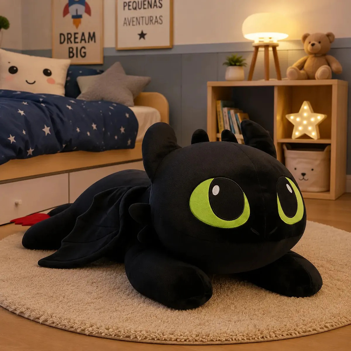 Almofada Xuxão Banguela Fúria Da Noite Gigante 1,10m Pelúcia Preto