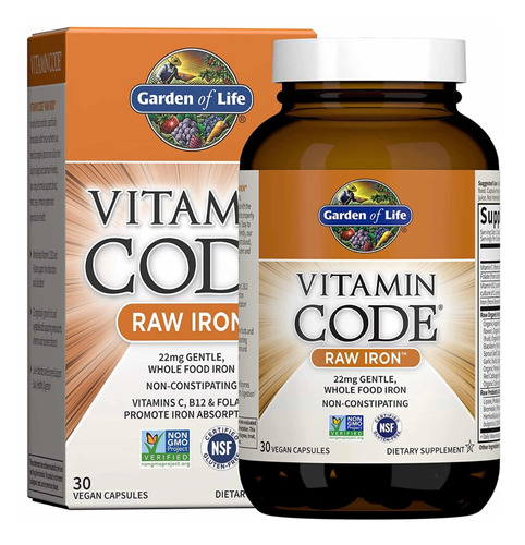 Garden Of Life Vitamin Code Raw Iron (30 Cápsulas) Hierro