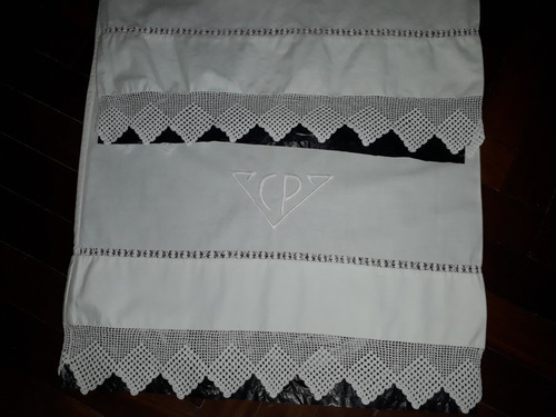 Imagen 4 de 7 de Antigua Funda Almohada Larga Bordada Mano Vainillas Crochet
