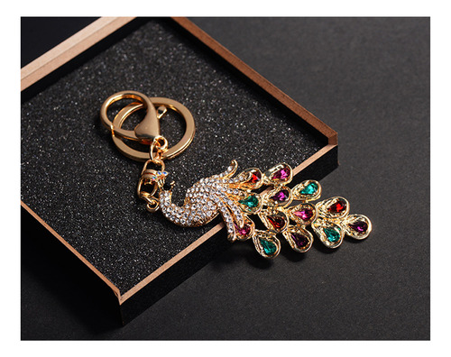 Hermoso Llavero Con Diamantes De Imitación De Pavo Real Y Cr