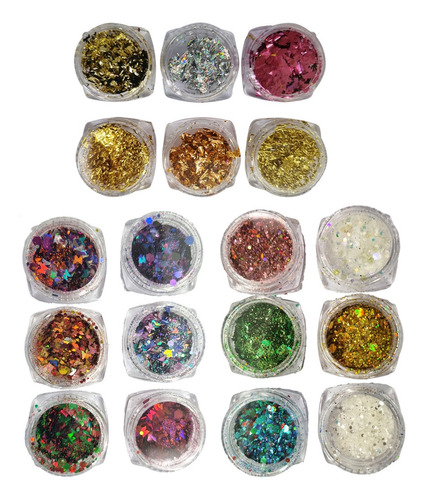 18 Glitter Flocado Com 3x6 Unidades Para Decoração De Unhas Cor Mix-a02