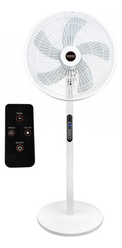 Ventilador De Piso Con Control Remoto Cantidad de aspas 5 Estructura Blanco Aspas Gris Diámetro 30 cm Frecuencia 60Hz Material de las aspas Plástico