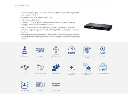 Imagen 2 de 5 de Central Ip Grandstream Ucm6510 2 Fxo 2 Fxs 200 Llamadas