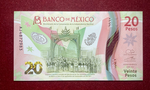 Billete 20 Pesos Mexico 2021 Polimero Pick 132 Ver Fotos