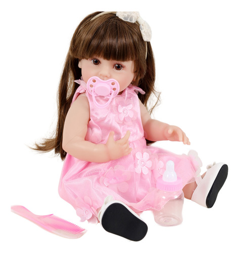 Bebê Sweetie Reborn Vestido Rosa Flores C/ Sapatilha Premium