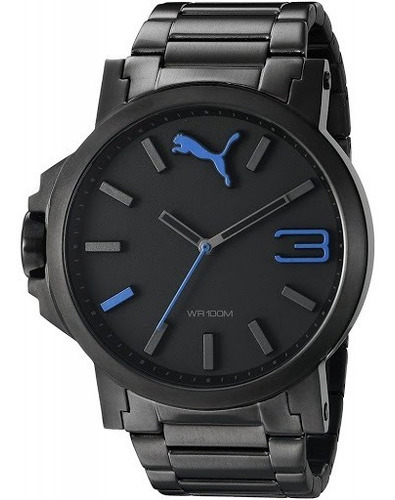 Relógio Rs330 Puma Preto / Azul - Pulseira Aço