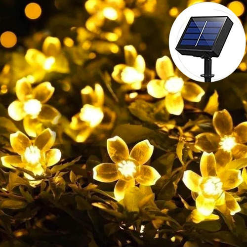 Imagen 1 de 8 de Guirnalda Solar Flor Hada 5 Metros 50 Led Calido