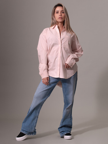 Camisa Woven Label Relaxed Rosado Calvin Klein
