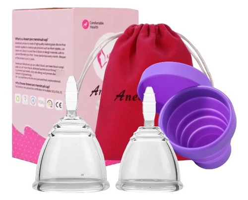 Kit,2 Copas Menstrual Certificadas Vaso Esterilizad Bolsita