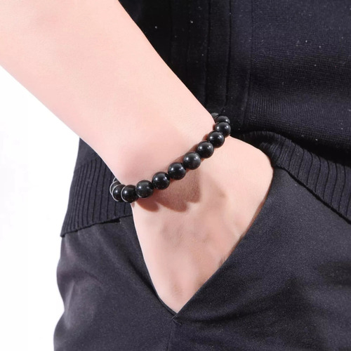 L Pulsera De Obsidiana Negra Natural Feng Shui, 2 Unidades