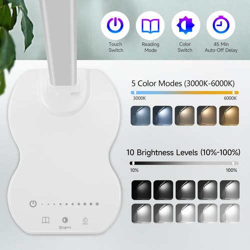 Lámpara De Escritorio Led Con Puerto De Carga Usb, 5 Colores