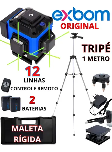 Nível Laser 12 Linhas + Tripé + Maleta Controle 2 Baterias