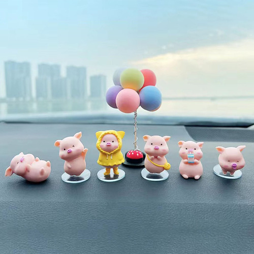 Adornos De Coche Con Forma De Cerdito, Base Viscosa, Decorac