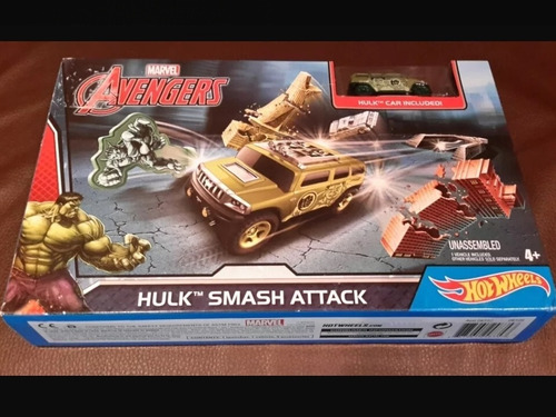 Pista Hot Wheels Marvel Avengers Hulk Smash Atack Mattel 30v