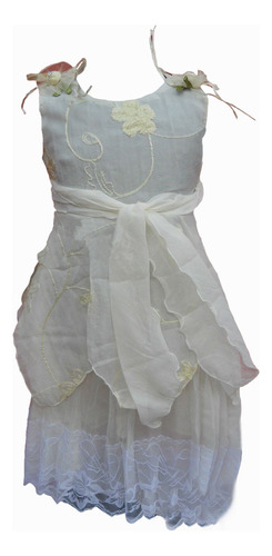 Vestido Nena Crema Tul Blanco Cintura 56cm