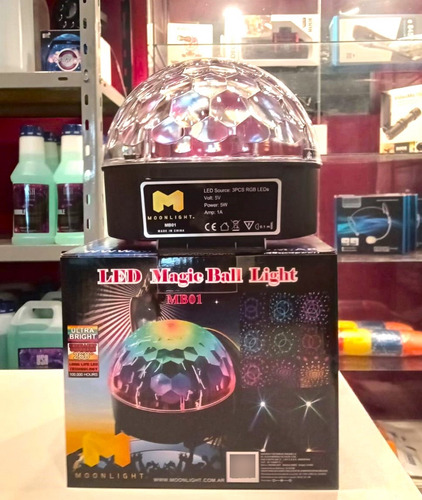 Efecto Esfera Audioritmica Led Moon Mb01 Fiesta 3w Rgb