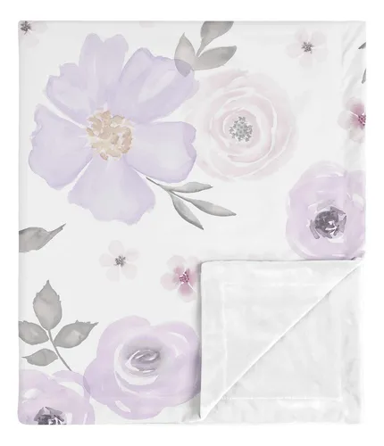Manta Shabby Chic Para Bebé Niña Rosa Acuarela Lavanda